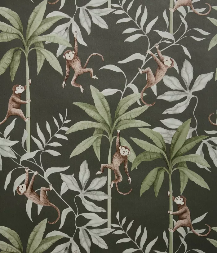 Jungle Friends green monkey wallpaper